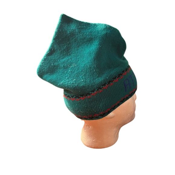 Vintage 80s Attitash Mountain Ski Hat Winter Beanie Turquoise Blue Knit - Picture 5 of 8